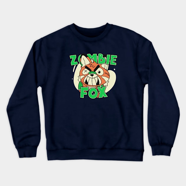 Cute Zombie Fox // Funny Halloween Zombie Animals Crewneck Sweatshirt by SLAG_Creative